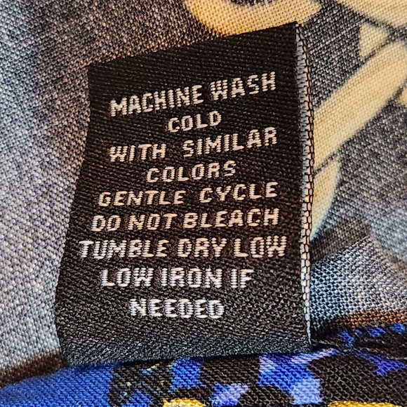 NEW LOOK BLUE/GOLD CHAIN SPLIT HEM HIGH WAIST TROUSERS SIZE LARGE - Picture 14 of 16